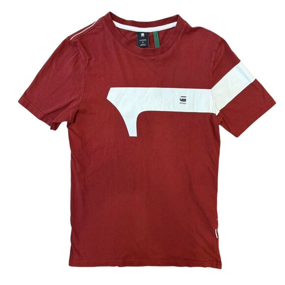 G Star Raw Shirt Mens Small Graphic 13 Slim Red Short Sleeve - Picture 1 of 6